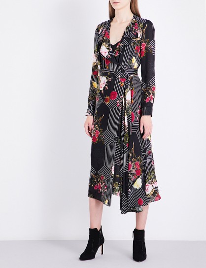 L.K. Bennett x Preen Vali silk dress ~ black floral dresses