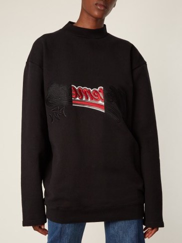 VETEMENTS Logo-embroidered cotton-blend sweatshirt / designer sweatshirts - flipped