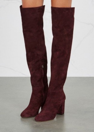 AQUAZZURA London burgundy suede over-the-knee boots ~ winter must-have style