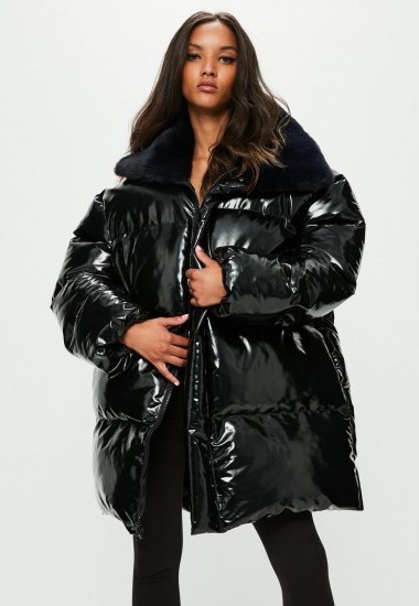 londunn + missguided black vinyl padded jacket ~ shiny oversized jackets ~ streetwear ~ get noticed! ~ street style - flipped