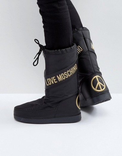 Love Moschino Peace Logo Snow Boots | winter designer footwear