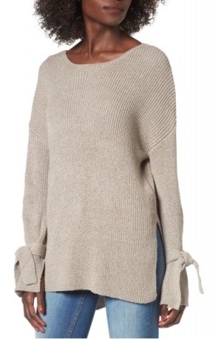 LUSH Tie Sleeve Sweater | slouchy rib knit sweaters - flipped