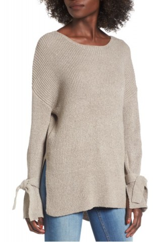 LUSH Tie Sleeve Sweater | slouchy rib knit sweaters