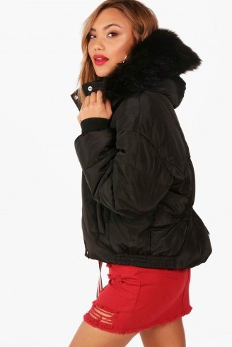 boohoo Macy Boutique Ruched Back Padded Coat ~ my winter style ~ coats & jackets - flipped