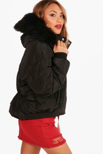 boohoo Macy Boutique Ruched Back Padded Coat ~ my winter style ~ coats & jackets