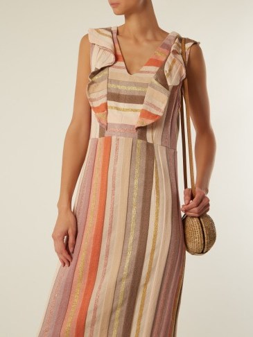 ACE & JIG Magdalena V-neck striped cotton-blend dress ~ metallic stripe vacation dresses - flipped