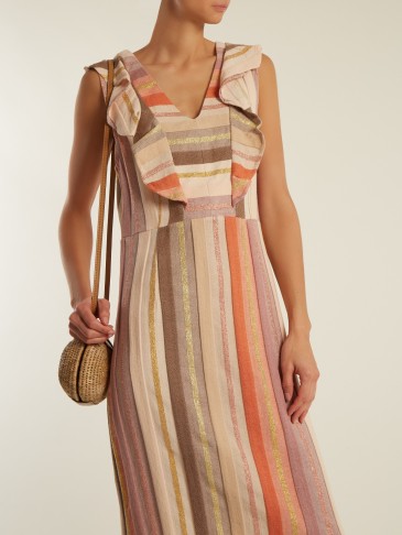 ACE & JIG Magdalena V-neck striped cotton-blend dress ~ metallic stripe vacation dresses