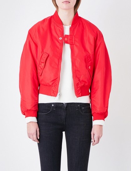 MAJE Maje x Schott Brooklyn reversible shell bomber jacket | red jackets - flipped