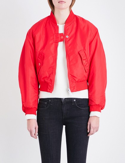 MAJE Maje x Schott Brooklyn reversible shell bomber jacket | red jackets