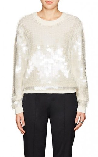 MARC JACOBS Sequin-Embellished Wool Sweater ~ ivory sequinned jumpers - flipped