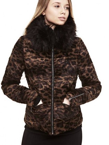 GUESS by MARCIANO LEOPARD PRINT FAUX FUR JACKET | glamorous winter jackets - flipped