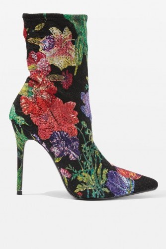 TOPSHOP MARGARITA Floral Pointed Sock Boots – beautiful multicoloued boots - flipped