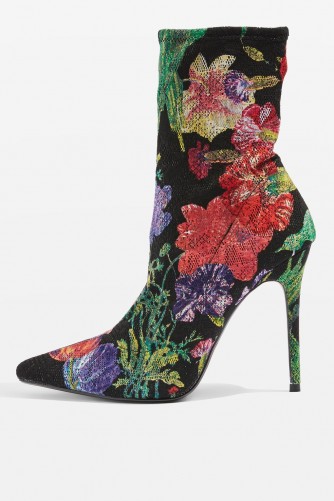 TOPSHOP MARGARITA Floral Pointed Sock Boots – beautiful multicoloued boots