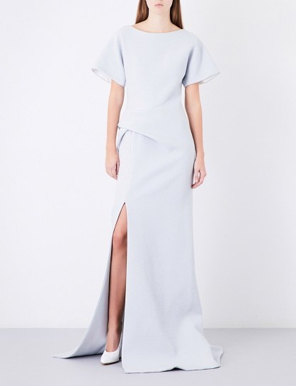 MATICEVSKI Geomorph folded-detail matelassé gown – dove-grey gowns – modern designs - flipped