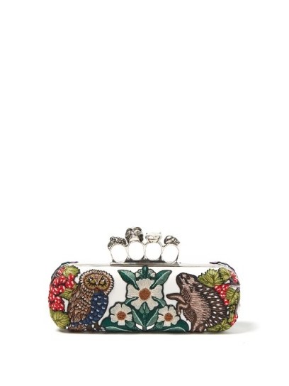 ALEXANDER MCQUEEN Medieval Animal-embroidered knuckle clutch ~ beautiful evening bags - flipped