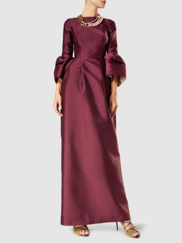 MERCHANT ARCHIVE‎ Ruffle Sleeve Tulip Dress ~ chic burgundy evening dresses - flipped