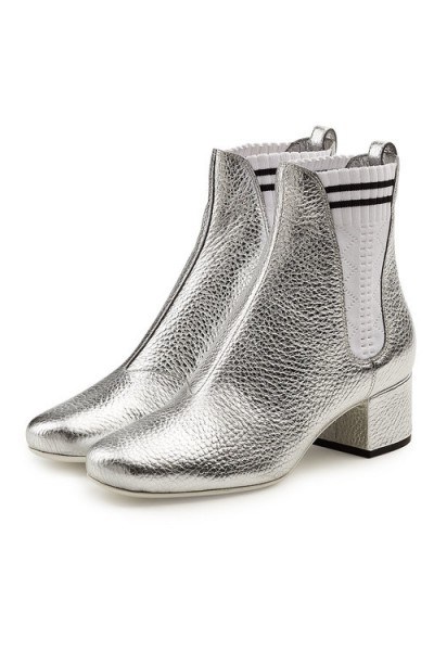FENDI Metallic Leather Ankle Boots / shiny silver boots - flipped