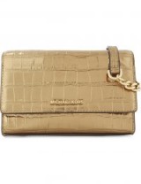 MICHAEL MICHAEL KORS Ruby medium crocodile-embossed leather cross-body bag – gold croc style crossbody bags