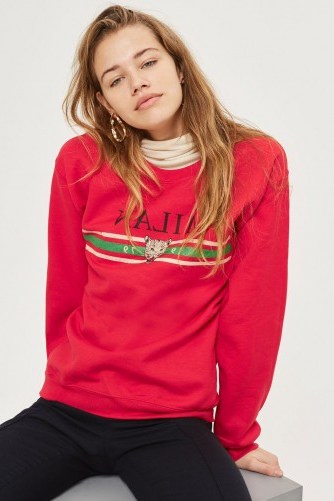Tee & Cake Milan Slogan Sweatshirt / red sweatshirts - flipped