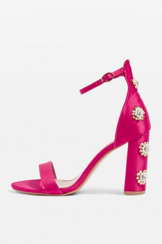 Topshop MIMI Bead Block Sandals / hot pink embellished shoes