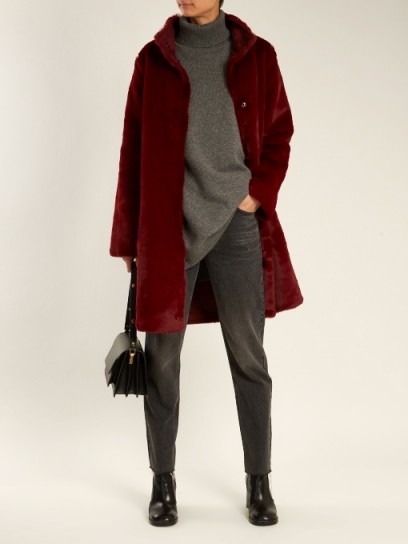 VELVET BY GRAHAM & SPENCER Emily velvet-panel wide-leg jersey trousers ~ burgundy-red winter coats