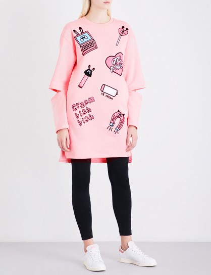 MINI CREAM Patch appliqué jersey dress – pink jumper dresses