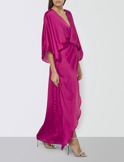 MISSGUIDED Plunge satin maxi dress – glamorous fuchsia-pink dresses - flipped