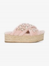 Miu Miu Shearling 45 Espadrille Flatform Sandals – luxe flatforms