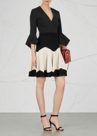 ALEXANDER MCQUEEN Monochrome stretch-knit mini skirt ~ black and ivory skirts - flipped