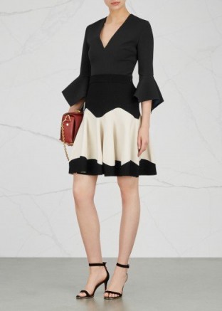 ALEXANDER MCQUEEN Monochrome stretch-knit mini skirt ~ black and ivory skirts