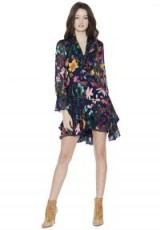 Alice and Olivia MOORE V-NECK TUNIC DRESS / ruffled floral print dresses