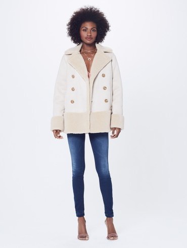 MOTHER DENIM Shearling Jacket All Bundled Up – Cream / luxury style winter jackets - flipped