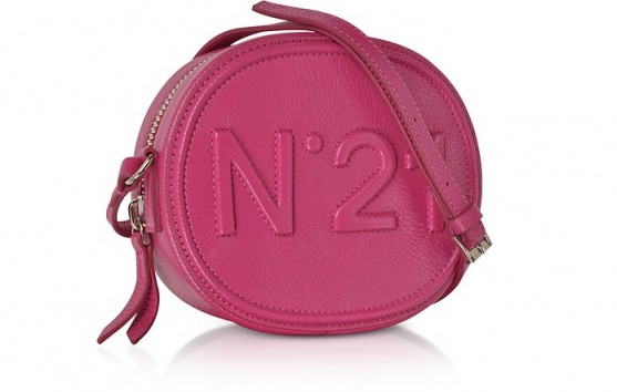 N°21 Fuchsia Leather Oval Crossbody Bag w/Embossed Logo – dark pink bags