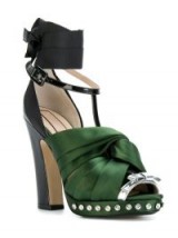 Nº21 knotted sandals / green and black chunky heeled shoes / dream footwear