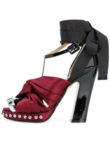 Nº21 satin twisted knot sandals / bordeaux red satin platforms - flipped