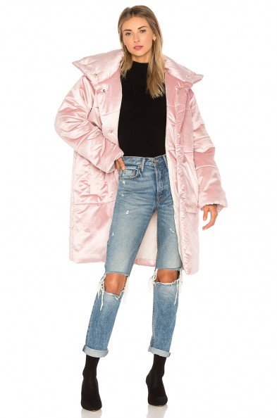 Nanushka MASK COAT / pearl-pink oversized padded coats | winter luxe