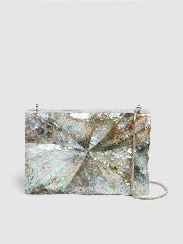 NATHALIE TRAD‎ Dino Clutch ~ iridescent shell evening bags - flipped