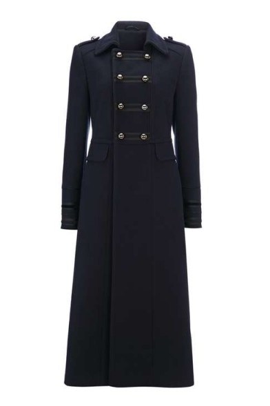 WALLIS Navy Military Coat | blue longline winter coats | style statement - flipped