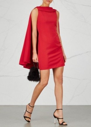 ALICE + OLIVIA Neely red cape dress ~ chic red evening dresses - flipped