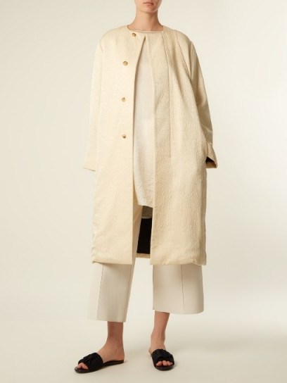 THE ROW Nettle collarless silk-cloqué coat ~ effortlessly stylish coats - flipped
