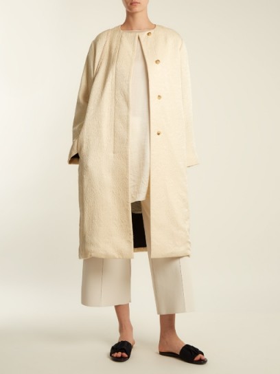 THE ROW Nettle collarless silk-cloqué coat ~ effortlessly stylish coats