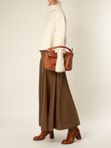 JOSEPH Nikel mid-rise wool midi skirt ~ khaki-brown skirts ~ winter tones - flipped