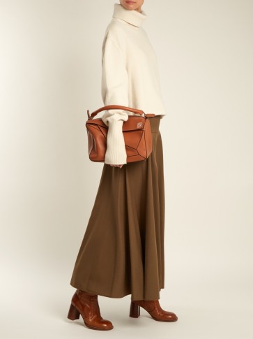 JOSEPH Nikel mid-rise wool midi skirt ~ khaki-brown skirts ~ winter tones