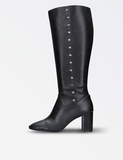 NINE WEST Xois knee-high boots – black military side stud long boot - flipped