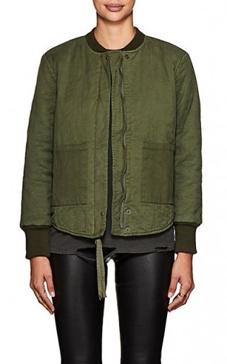 NSF Clementine Quilted Twill Bomber Jacket | olive-green jackets - flipped