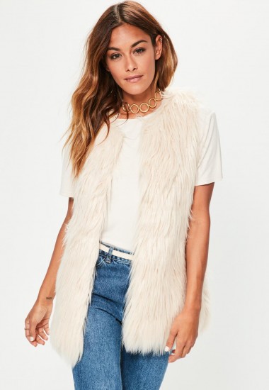 missguided nude faux fur gilet ~ shaggy gilets