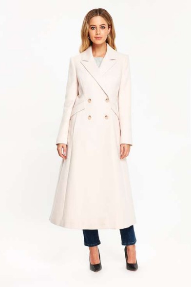 WALLIS Nude Tailored Long Coat | longline fit and flare coats | chic style winter outerwear