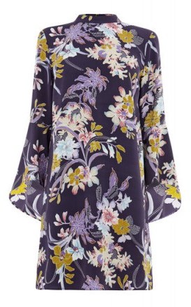 Warehouse ORCHID FLARED CUFF DRESS / purple print party dresses - flipped