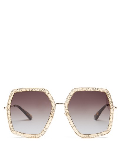 GUCCI Oversized hexagon-frame sunglasses ~ large glitter frame eyewear ~ glamorous accessories