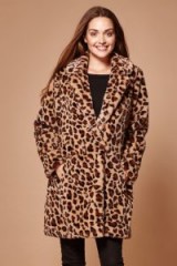 Yumi Oversized Leopard Print Faux Fur Coat – glamorous animal printed coats – winter glamour